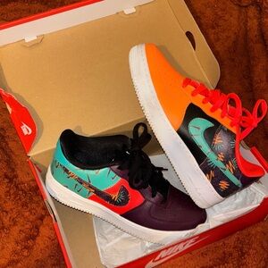 Nike Orange and Teal Sneakers with Black Accents
